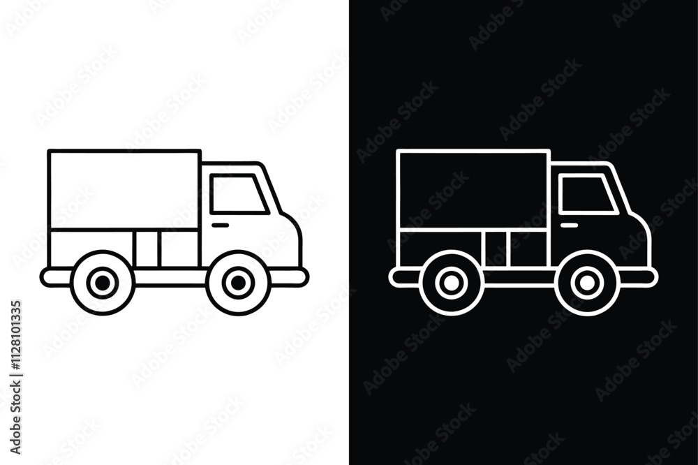 Delivery Truck Vector. Black and White Design for Efficient Shipping Delivery Truck Vector. Black and White Design for Efficient Shipping