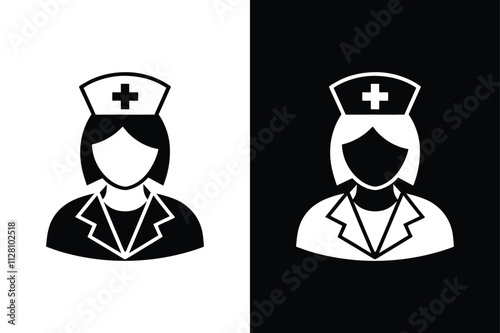 Medical and Healthcare Icon. Glyph Vector Nurse Illustrations