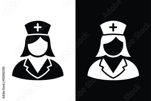 Professional Nurse Silhouette. Essential Healthcare Icons