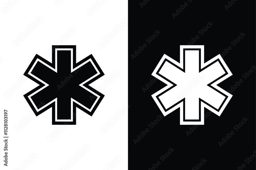 Universal Star of Life Icon. Essential for Healthcare Design Universal Star of Life Icon. Essential for Healthcare Design