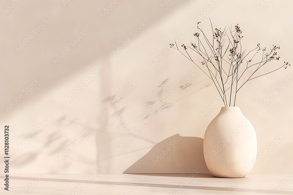 Handcrafted vase, unique glaze, earthy tones, natural imperfections, minimalist setting, A cream white vase containing dried flowers. Handcrafted vase, unique glaze, earthy tones, natural imperfections, minimalist setting, A cream white vase containing dried flowers.