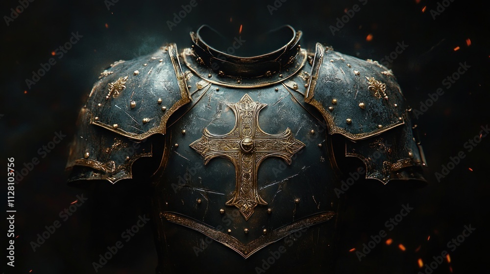 Ornate Medieval Armor Chest Piece with Cross Design and Engravings Ornate Medieval Armor Chest Piece with Cross Design and Engravings
