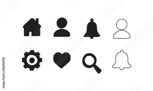 Outline icon set of people: avatars, user profiles, and silhouettes. Vector illustration.
