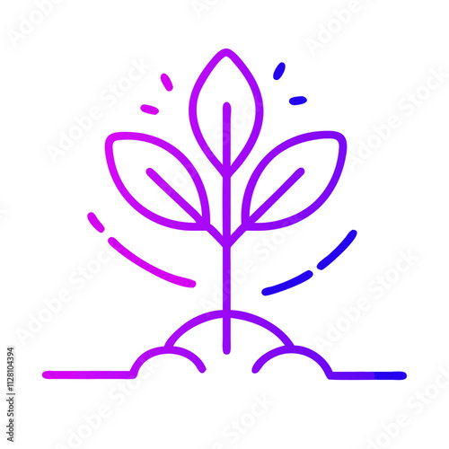 Simple line illustration of a young plant sprouting from the soil symbolizes growth, new beginnings and the power of nature.Vector icon for Earth Day website design