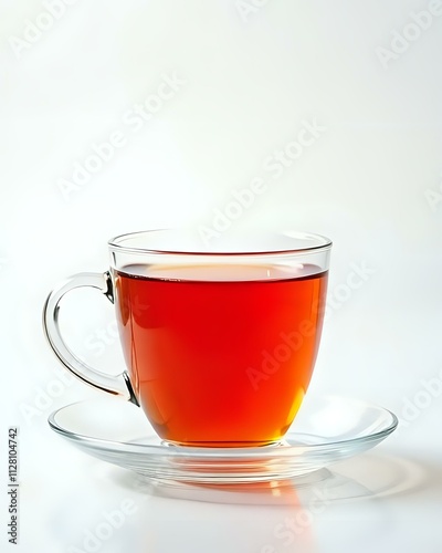 image d'une petite tasse transparente en verre rempli de thé chaud  photo