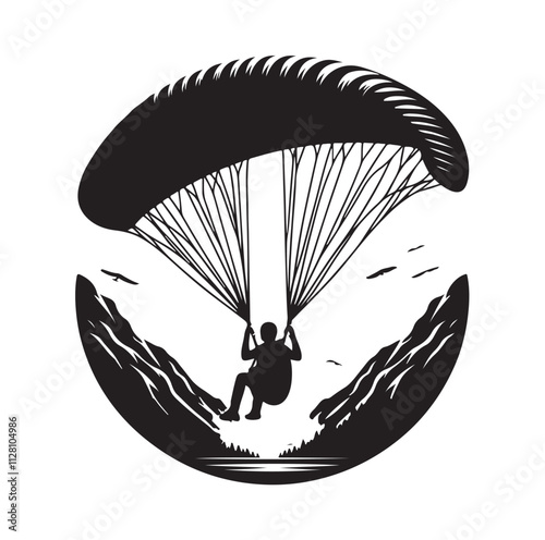 Paragliding Parachute silhouette vector illustration