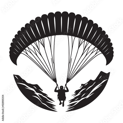 Paragliding Parachute silhouette vector illustration