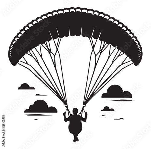 Paragliding Parachute silhouette vector illustration