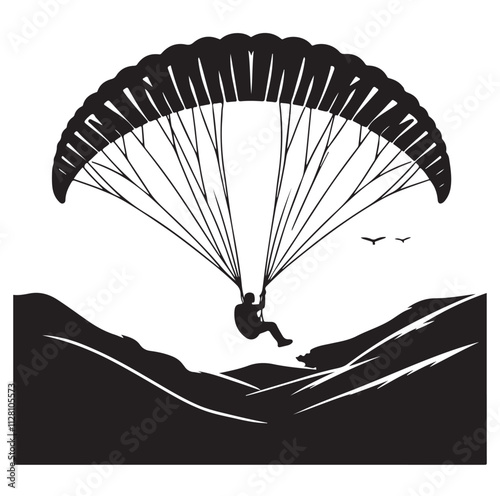 Paragliding Parachute silhouette vector illustration