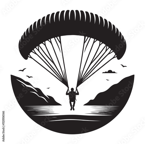 Paragliding Parachute silhouette vector illustration