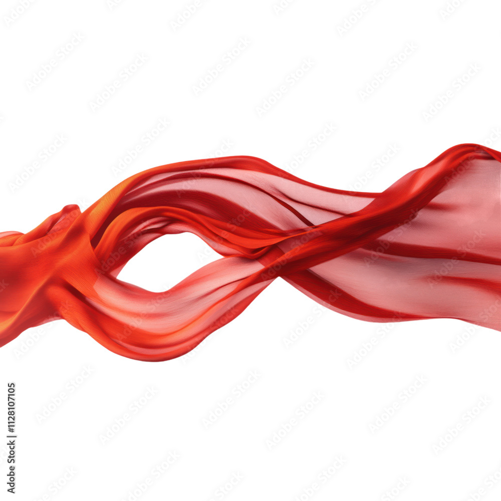 Flowing Red Fabric on Transparent Background Flowing Red Fabric on Transparent Background