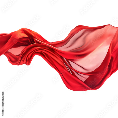 Flowing Red Fabric on Transparent Background