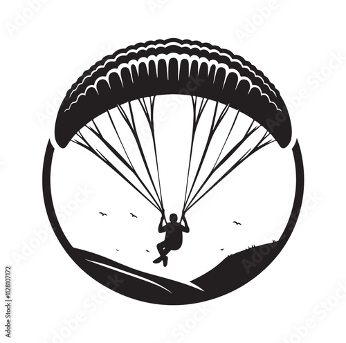 Paragliding Parachute silhouette vector illustration