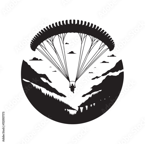 Paragliding Parachute silhouette vector illustration