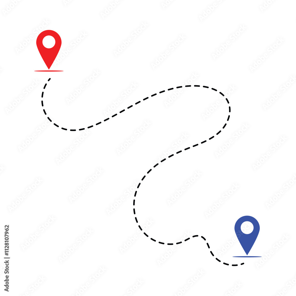 Fototapeta premium Map and location symbols set. Mapping icon collection. Geolocation map path distance. GPS cartography position. Pinpoint, map search, route, navigator.