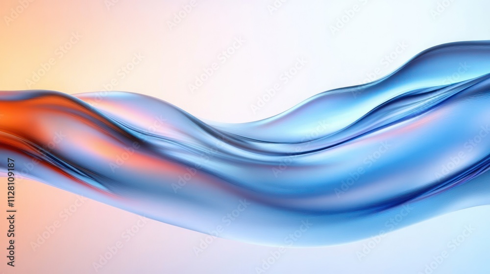Naklejka premium Flowing Liquid Abstract Design Wavy Shape Smooth Curves Soft Pastel Colors Minimalist Background