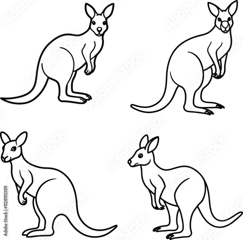 line art bundle kangroo and illustrator