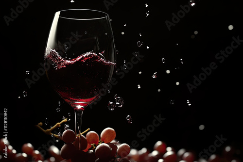 A glass of wine with grapes clapping below, celebrating with a toast photo