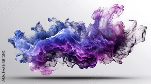 Fluid Purple and Blue Ink Swirl Abstract Digital Painting AI Generated