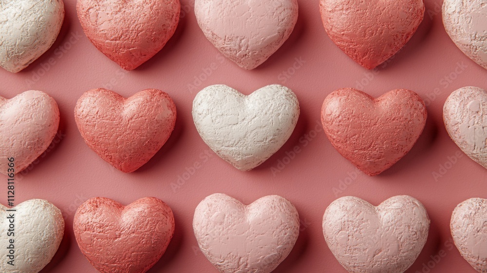 Obraz premium Decorative hearts arranged in a repeating pattern