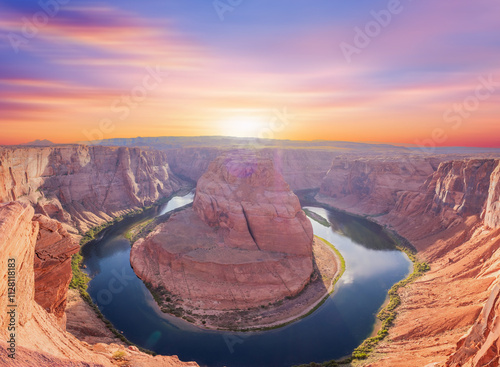 Sunset at Horseshoe Canyon on the Colorado River in Page, Arizona,