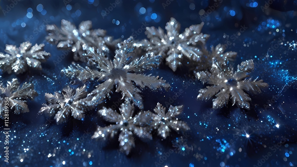 Fototapeta premium Festive Christmas Background with Delicate Snowflakes and Winter Charm