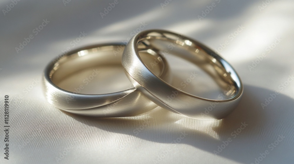 Two Elegant Brushed Silver Wedding Rings Two Elegant Brushed Silver Wedding Rings