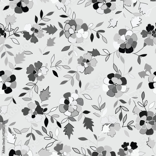 Hand drawn simple abstract flowers print. Trendy collage pattern. Fashionable template for design. Vector illustration. 