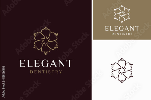 Artistic Tooth become simple floral mandala for Dental Dentist Dentistry Elegant Luxury logo design