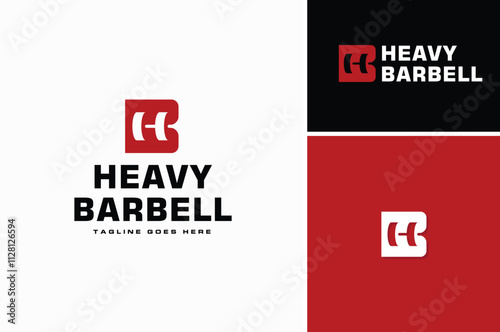Initial Letter BH HB Monogram with Barbell Dumbbell for Workout Fitness Gym Exercise or Bodybuilder Weightlifter logo design