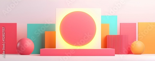 Colorful Geometric Shapes in Minimalist Arrangement