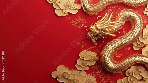 Bold dragonthemed designs with golden clouds, Chinese New Yearinspired background photo