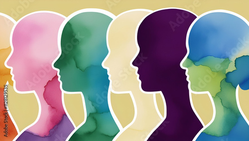 Wallpaper Mural Abstract silhouette of human head vector art, Double face, Psychology. Mental health or society concept Torontodigital.ca