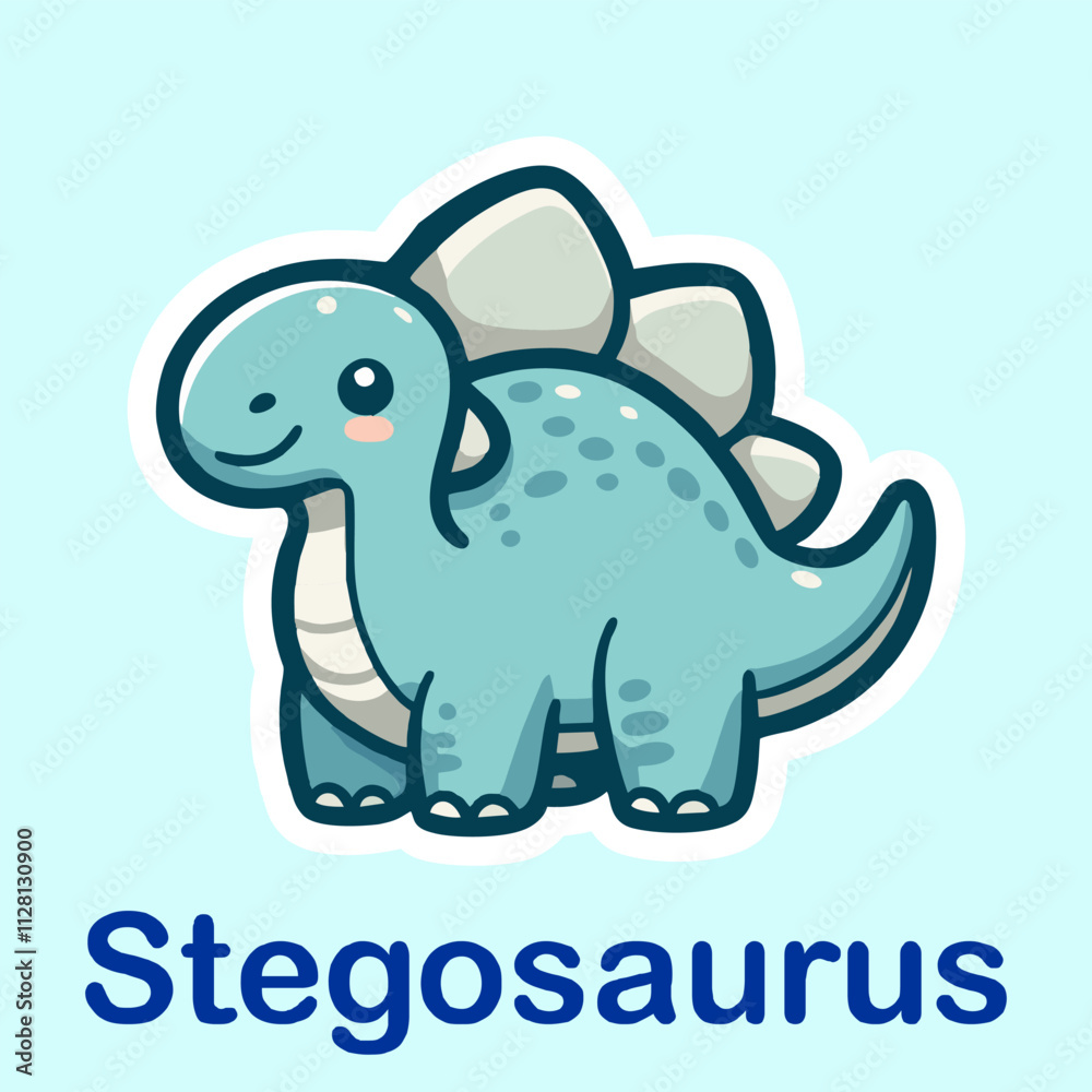 Fototapeta premium Stegosaurus Flat cute dino cartoon vector Illustration 1.eps