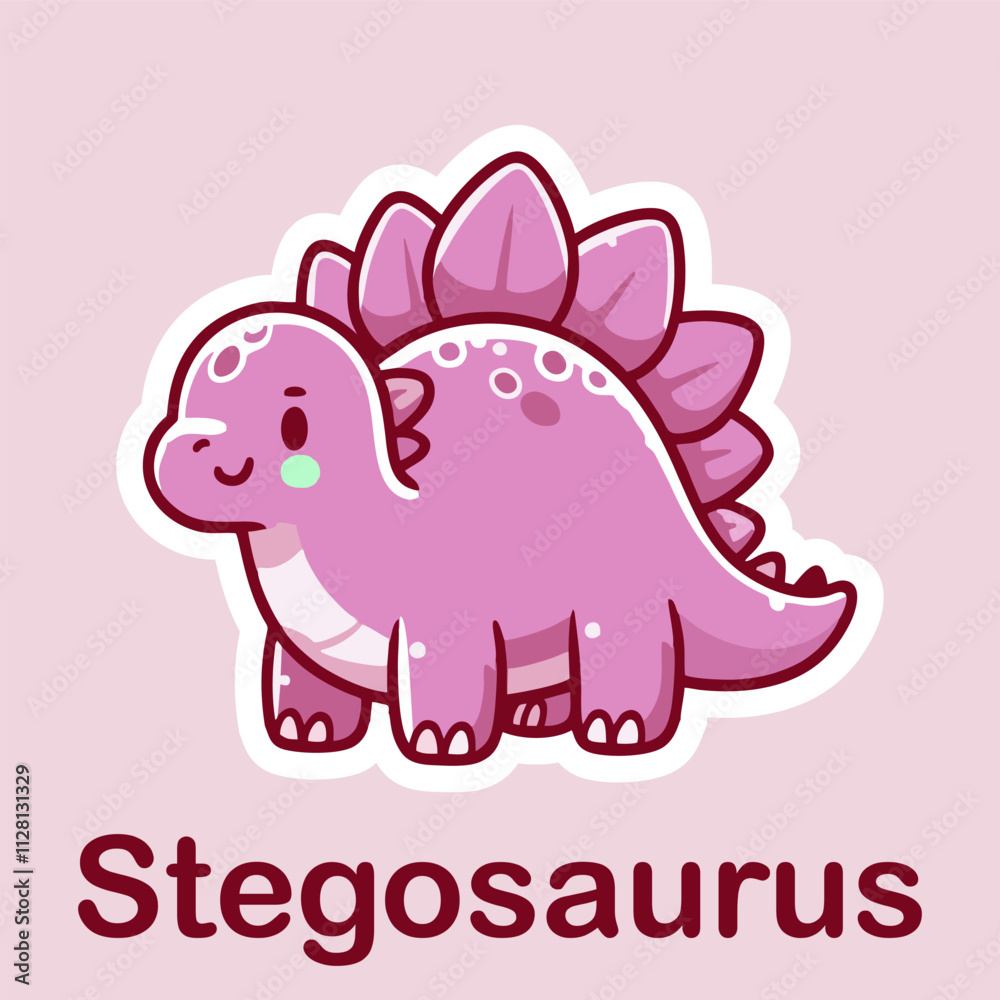 Stegosaurus Flat cute dino cartoon vector Illustration 3.eps Stegosaurus Flat cute dino cartoon vector Illustration 3.eps