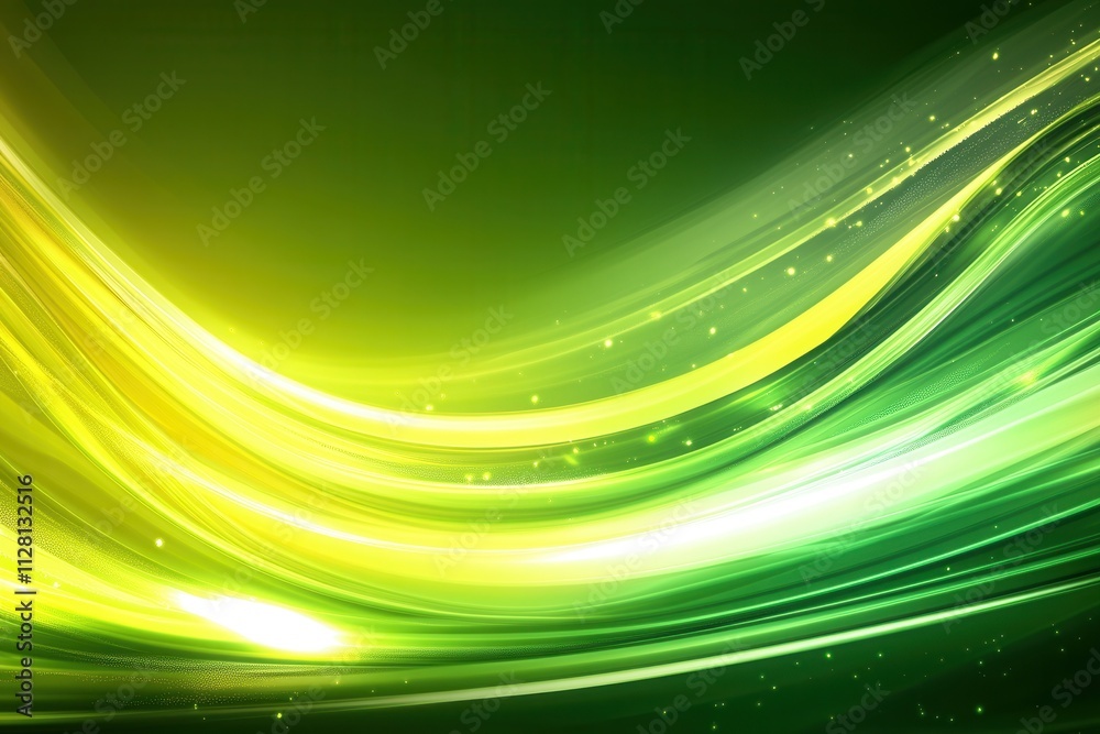 Abstract green and yellow wave design with lights. Abstract green and yellow wave design with lights.