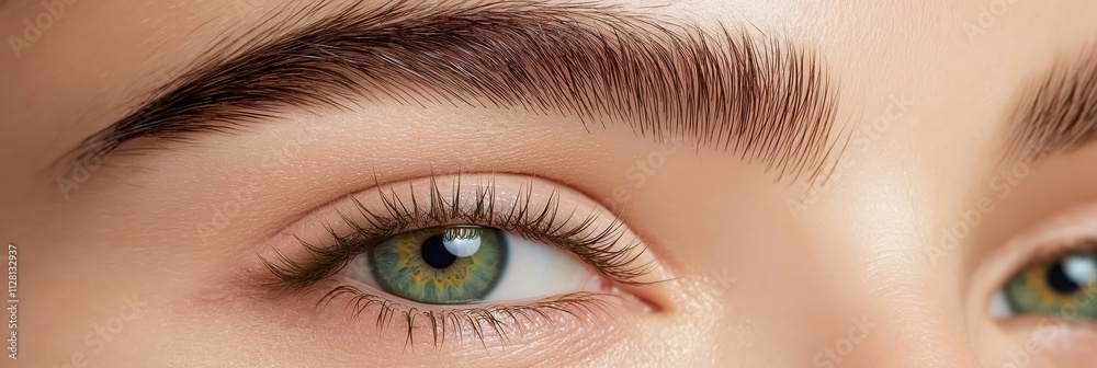 Naklejka premium A stunning close-up of a human eye reveals intricate details and vibrant colors, embodying the beauty and complexity of human emotions and the power of vision.