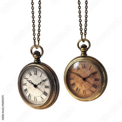 Antique Pocket Watches on Transparent Background photo