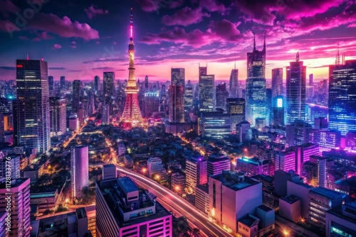 Wallpaper Mural The City Skyline is Illuminated at Night Torontodigital.ca