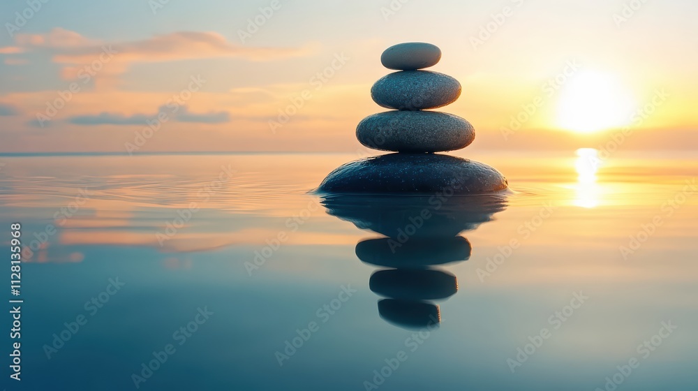 Balancing Zen Garden Stones Beach at Sunset Long Exposure Photography Tranquil Environment Serene Viewpoint Meditation Concept Balancing Zen Garden Stones Beach at Sunset Long Exposure Photography Tranquil Environment Serene Viewpoint Meditation Concept
