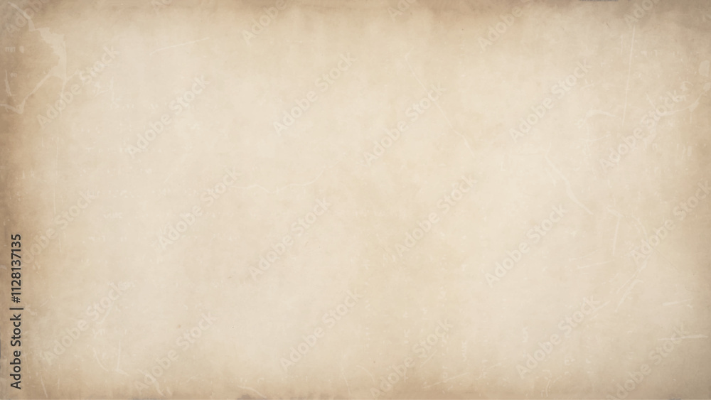 Fototapeta premium old paper light grunge beige horizontal background with framed edges. Ancient parchment background, weathered paper texture for text