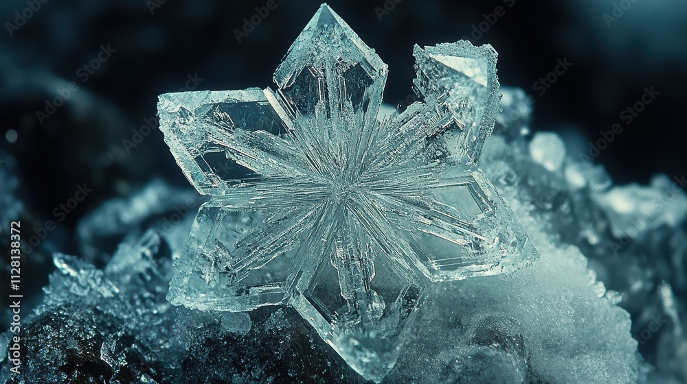 Obraz premium Capturing Winter's Beauty Ice Crystal Formations Frozen Landscape Macro Photography Magical Environment Close-Up View Nature's Artistry