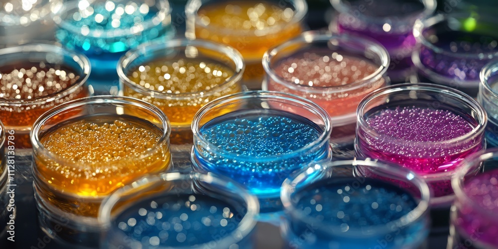 Colorful Petri Dishes Science Research Lab Cultures Colorful Petri Dishes Science Research Lab Cultures