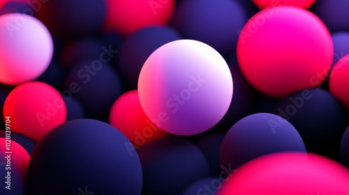 Abstract Background Of Colorful Spheres In Neon Lighting