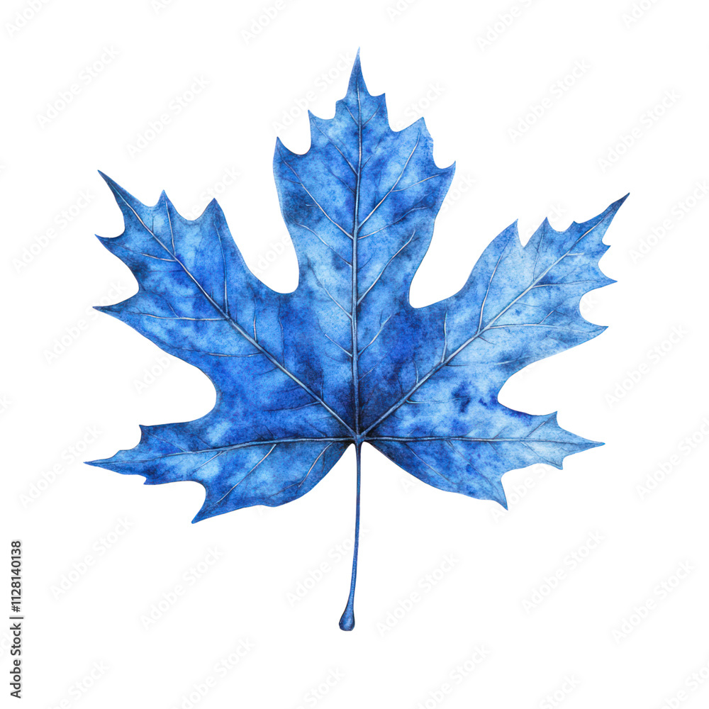 Naklejka premium Blue Maple Leaf on Transparent Background