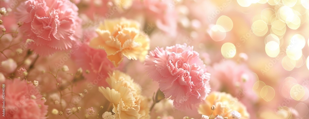 Delicate Pink and Yellow Flowers in Soft Light Delicate Pink and Yellow Flowers in Soft Light