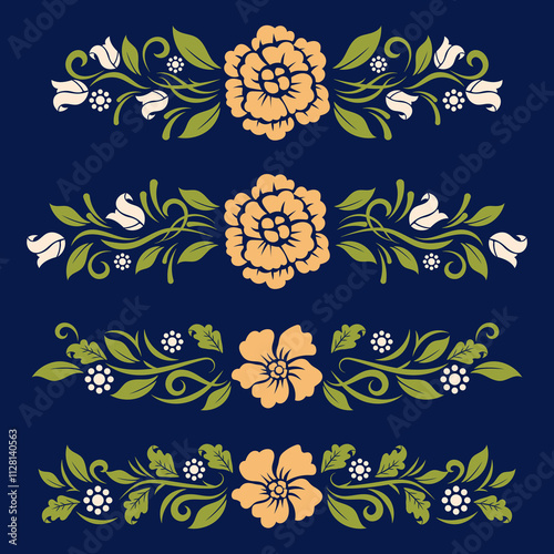 collection of calligraphic floral elements