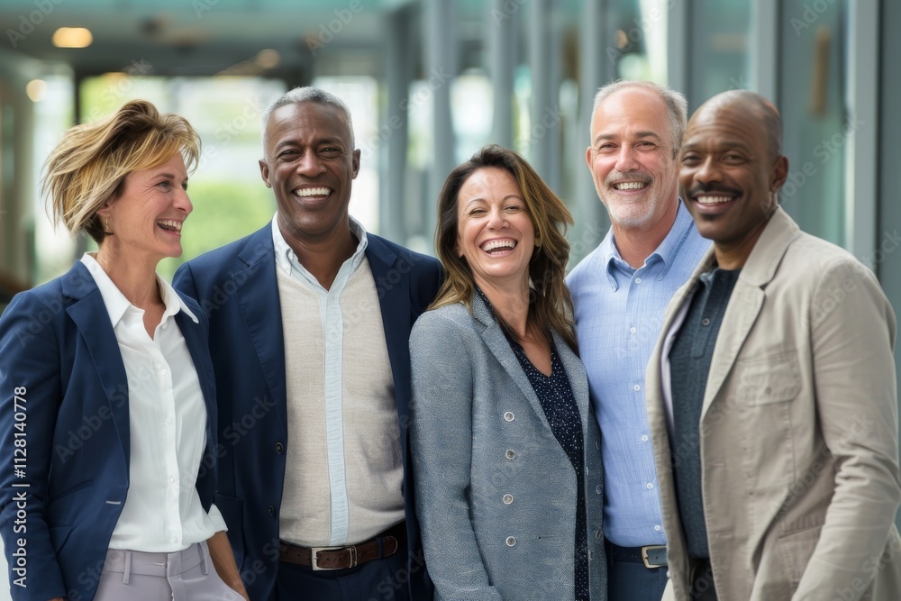 Group of diverse businesspeople standing in a line smiling at the camera Group of diverse businesspeople standing in a line smiling at the camera
