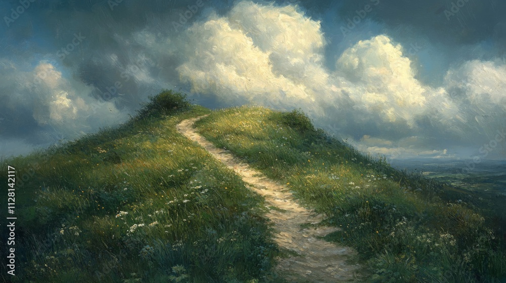 Hilltop Path Under a Cloudy Sky Hilltop Path Under a Cloudy Sky