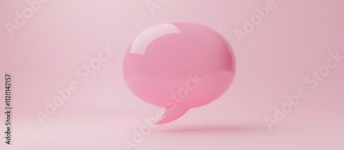 Blank Pink speech bubble on pastel background communication, creativity, messaging, and conversation. Minimalist design with soft color tones. Clean and simple visual style